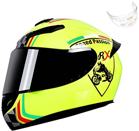 RYDZCLH Integralhelm Motorradhelm Herren Damen Klapphelm Mopedhelm Jet Motorrad-Helm Mit Transparente Sonnenblende Flip-Up Helm Sturzhelm Modular-Helm Rollerhelm Erwachsener ECE-Zugelassen,Gelb,XL