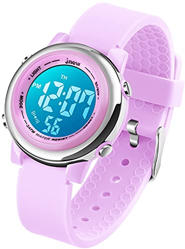 VenSten Montre de sport numérique pour enfants, garçons et filles, montre de sport en plein air, horloge électrique étanche avec alarme chronomètre – Bleu, lavande