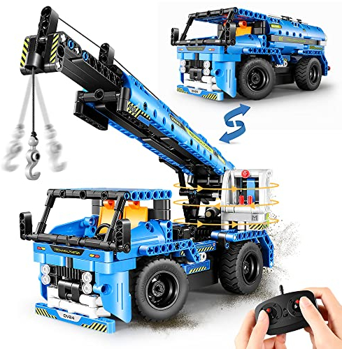 Vatos Technik Ferngesteuerte Bauspielzeug – 2 in 1 Technic Fahrzeug Bausätze für Kinder | 401 Stück 2.4GHz RC Baukran LKW Spielzeug Geschenke für 6-12+ Jahre alte Jungen Mädchen