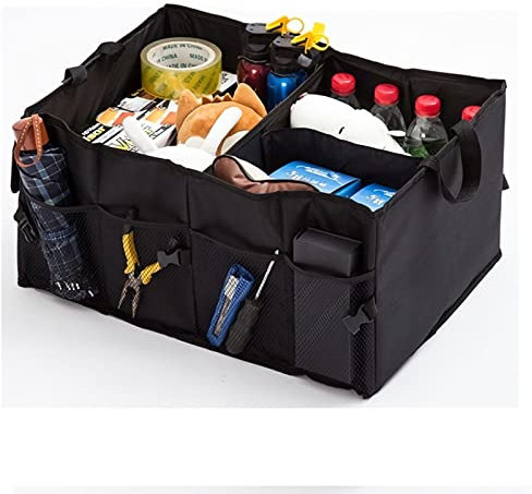 Eidyer Car Boot Organiser, Super Large Volume, Van & Car Boot Tidy, Collapsible Multi-Compartment Car Organiser, Durable for All Vehicle (Black) (EDR-CAROrganiser-BLACK)