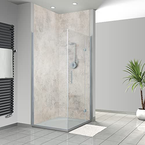 WANDFREUDE individuelle Duschrückwand Aluverbundplatte auf Maß (2 Stück - Zement Marmor - Premium Brillant Lack) – Dusche Wandverkleidung Duschwandverkleidung Duschrückwände