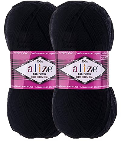 2 x 100g Sockenwolle Superwash Comfort 4-fädig Schurwolle Sockengarn Farbauswahl