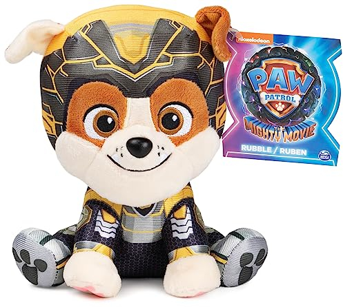 GUND PAW Patrol Der Mighty Kinofilm Rubble, 15 cm - original Plüschtier zum Kinofilm 2023, zum Nachspielen der Lieblingsszenen und treuer Begleiter, Spielzeug für Kinder ab 1 Jahr