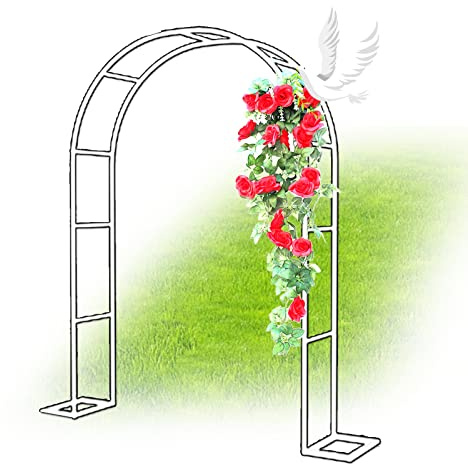 GUAWJRZDP Gartenbogen Metall, Rosenbogen, Rosen-Kletterpflanzenständer, verzinktes Metallrohr, mit wetterfestem Standfuß, Dekoration für drinnen und draußen (Color : Wit, Size : 80x200x40CM)