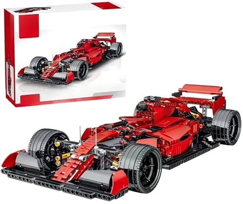 Technik F1 Auto für SF90, 1:10 Groß Automodell Bausatz, 1200 Teile Klemmbausteine Formula 1 Auto MOC Set, Automodell Sammlerstück Geschenk für Autofans, Mit Originalverpackung