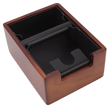 Estación Tamper Cafe, 21 x 16 x 9.5 cm Estación de Apisonamiento de Café Expreso, Café Knock Box Integrado de Organizador de Herramientas Soporte Antipresión Caja de Posos de Café de Madera Maciza