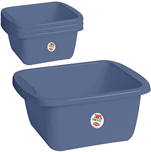 4x Schüssel 10L rechteckig 39x35x15cm Blau Kunststoff Fußbad Pflege Camping