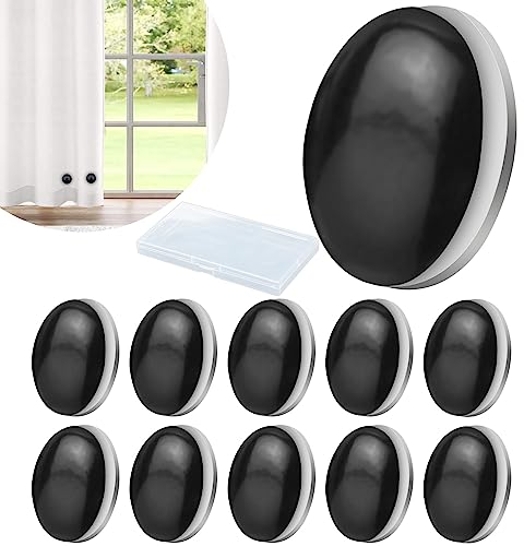 SPOKKI 10 Pcs Magnetic Curtain Weights, Heavy Duty Drapery Weights - No Sew Outdoor Curtain Liner Magnets for Tablecloth, Refrigerator, Flag (Black)