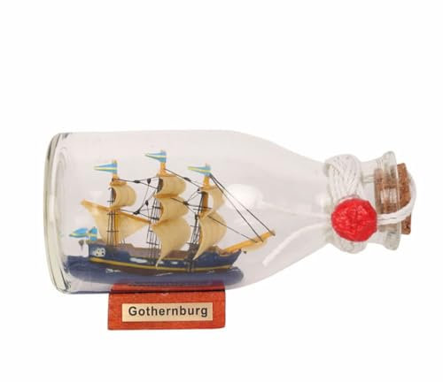 FLADO Ship Model Craft Ornaments, Small Ship in A Glass Bottle Home Building Decoration, Sailboat in A Bottle, Gifts for Friends and Family (10 * 5 * 6.5 cm)