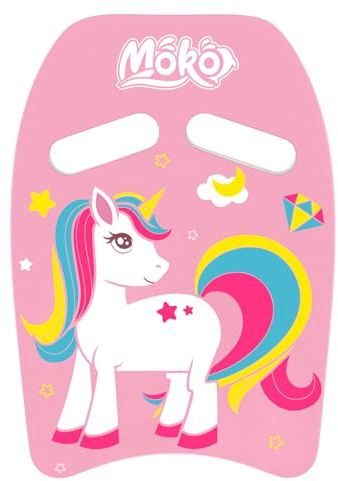 MoKo Swim Kickboard, Cartoon Swimming Training Kick Board Pool Exercise Equipment Promote Natural Swimming Position Water Fun Tool for Kids, Pink Unicorn