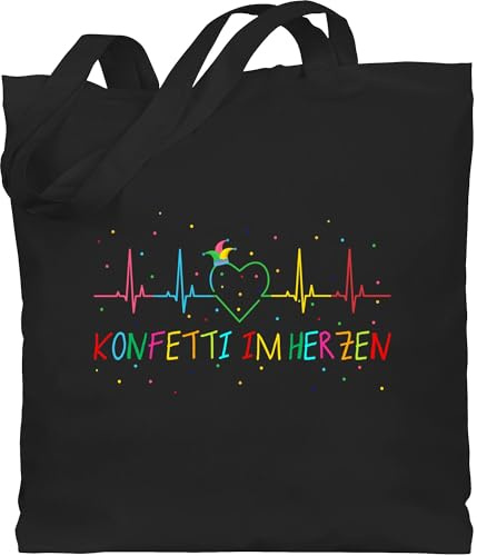 Shirtracer - Baumwolltasche - Karneval & - Taschen - Konfetti im Herzen Herzschlag Fasching I