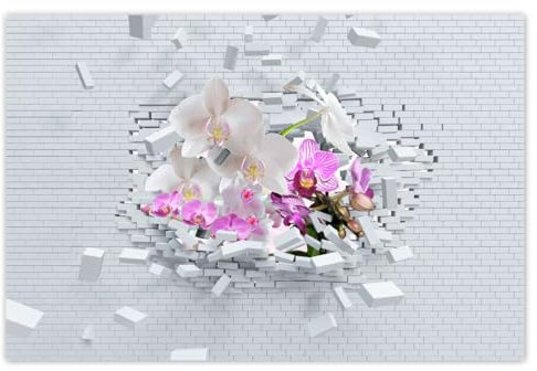 H7812M_NS1B Stickers muraux Motif orchidée dans le mur 120 x 80 cm