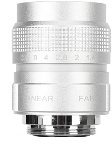 MUNEFE Obiettivo CCTV 25mm F1.4, Obiettivo Per Fotocamera Con Attacco C Per Conduzione Della Luce, Obiettivo Fish Eye Per Fotocamera per Bar Negozio Parcheggio Magazzino Argento (Argento)