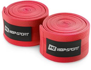 Hop-Sport Boxbandagen aus Baumwolle, 4 m & rot/schwarz, Bandagen - Boxen und Krafttraining, mit Klettverschluss, für Verschiedene Kampfsportarten (Rot)