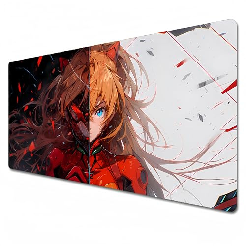 Odrys Neon Genesis Evangelion Anime Tappetino Per Mouse, Rosso, XXL 900x400mm, Impermeabile - Antiscivolo, Asuka Langley Soryu Tappetino Per Mouse (100 x 40 x 0.3 cm)