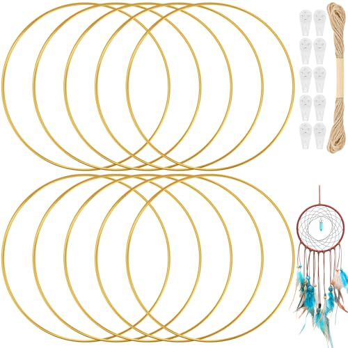 Sinofort Cerchi Metallo per Ghirlande,10 Pezzi Anelli per Bomboniere 20cm Cerchi Metallo per Decorazioni per Realizzare Decorazioni per Ghirlande da Tavolo di Nozze