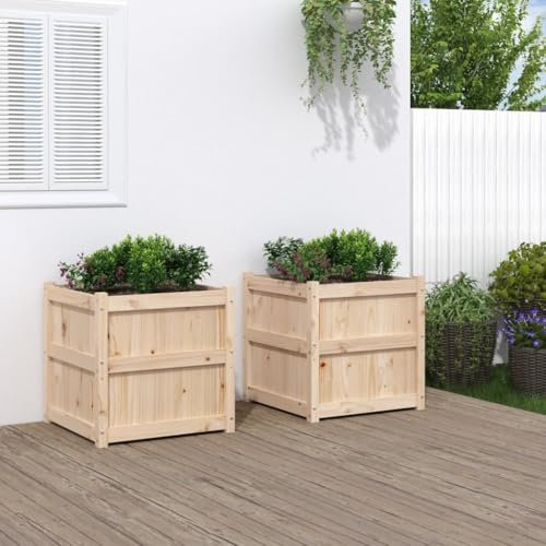 Homgoday Jardinera con rejilla para jardín, 2 unidades, de madera maciza de pino, jardinera de rejilla, para jardín, jardinera de exterior, jardinera balcón Model837425