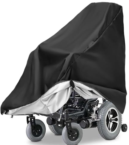 Wasserdichte Abdeckung für Rollstuhlfahrradroller - 210D Oxford Staubdicht Rollator Abdeckplane, Faltbar Schwarz für Meisten Rollatoren (S-115cm x 65 x 90cm)
