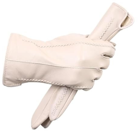 MEMEM LederhandschuhTouchscreen-Lederhandschuhe,Lederhandschuhe Damen,Echtleder-Winterhandschuhe,Warmhaltende Damen-Lederhandschuhe(Beige)