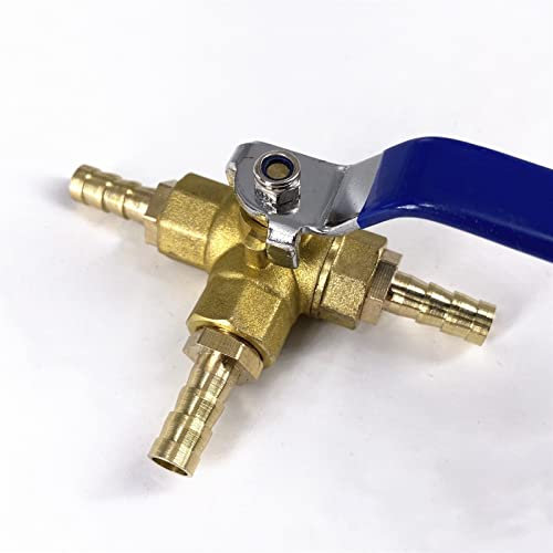 MRANADLDF 4/6/8/10/12/14/16mm Hose Barb Brass Full Port L-Port 3 Way Ball Valve Connector Adapter For Water Oil Air Gas 1Pcs(6mm Barb)