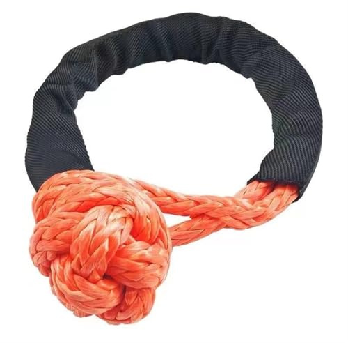 NihaoWXM Abschleppseil 41000lbs weicher Schäkel, Synthetisches Seil, strapazierfähig, Offroad 4X4, Abschleppschäkelgurt mit Schutzhülle for Jeep Truck(Orange)