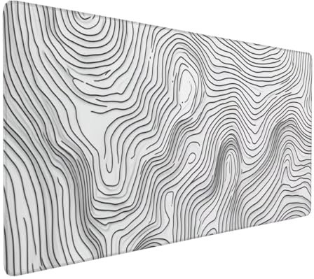 Gaming Tapis de Souris Lignes Blanches, Grand Tapis de Souris XXL 1600x800x3 mm, Tapis Souris pour Clavier et Bureau, avec Bords Surpiqués et Dos Antidérapant, for Gamer Gaming Accessoire E-37