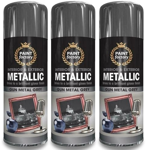 AOC24 Gun Metal Grey Spray Paint 400ml – Metallic Gloss Finish – Quick Drying Multi-Purpose Spray for Interior & Exterior Use on Furniture, Plastic, Metal, Wood Aerosol Spray Paint (3)
