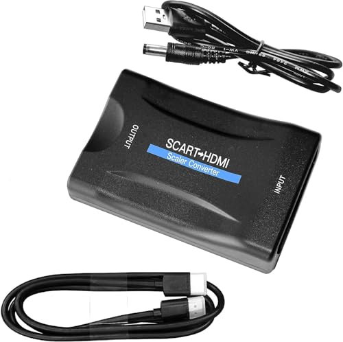 ULTRICS Scart to HDMI Converter, Scart to HDMI Cable with 720P/1080P Switch Video Audio Upscale Male SCART In HDMI Out Adaptor Cable, Scart to HDMI Adapter for HDTV Projector STB VHS DVD Xbox