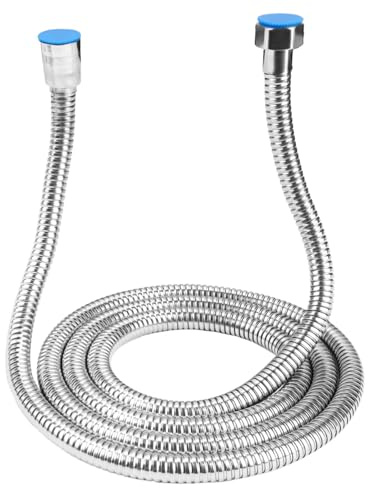 2M Brauseschlauch Edelstahl Brauseschlauch Ersatz extra langer Brauseschlauch mit massivem Messinganschluss Flexibel Knickschutz Silber Universal Standard Fitting - Einfacher DIY Ersatz