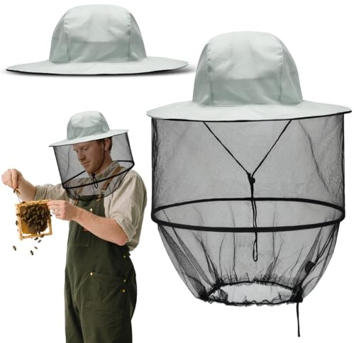 Mosquito Head Net Hat, cappello da apicoltore con velo, cappello grigio con zanzariera, cappello zanzariera, cappello antizanzare per campeggio, escursionismo, pesca, giardinaggio