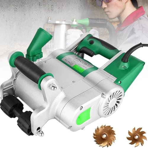 Rozadora de pared eléctrica de 1100 W,cortadora de ranuras de pared de 1600 RPM con cuchillas de 25 mm + 35 mm,cortadora de hormigón, ancho de corte de 25-35 mm, profundidad de 30 mm,ranuradora manual