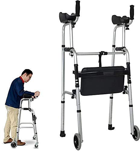 Rollator für Senioren Gehhilfe Leicht, Gehgestell mit Sitz und Rädern, höhenverstellbar, faltbar, Mobilitätshilfen für ältere Menschen(2 wheels)
