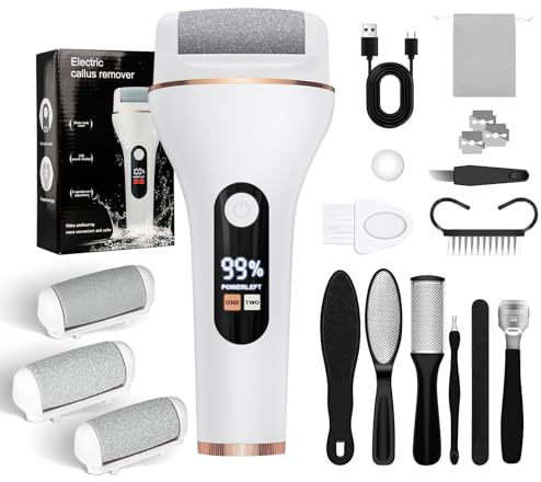 Pedicure Elettrico, Calli Piedi Rimozione Elettrico con 3 Rulli di Ricambio, 2 Velocità Rimuovi Calli Piedi Elettrica per Talloni Screpolati