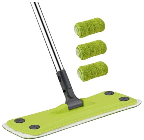 DEARMAMY 360grado Fregona Manos Libres De Microfibra Trapeador De Limpieza Giratorio para Pisos De Madera Trapeador De Piso con Almohadillas para Limpieza Húmeda o Seca