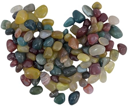 500g Pietre Burattate Miste Colorate, 1-2 cm Pietre Decorative Lucidate, Ciottoli Naturali Frantumati di Forma Irregolare, Pietre Decorative per Acquario, Vasi, Caccia al Tesoro, Giardino, Balcone