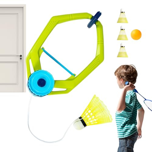 Rebound Badminton Trainer - Verstellbarer Übungsrahmen, Saitenunterstütztes Spiel, Trainingsgeräte | Für Kinder Anfänger Indoor Outdoor Tür Setup Fähigkeit Verbesserung Hand Auge Koordination Spaß