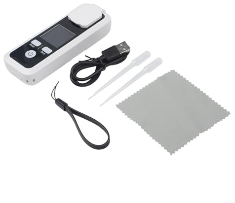 Rifrattometro digitale intelligente con display a colori IPS da 1,54 pollici, compensazione automatica della temperatura e protezione IPX6, misuratore Brix portatile per frutta, miele e bevande (JBM