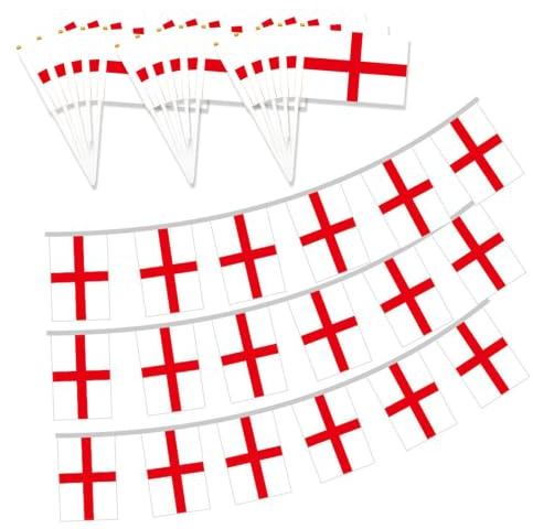 Bemonew Juego de decoración de fiesta de fútbol de Inglaterra, bandera de fútbol de Inglaterra y banderines para el día del juego y decoración al aire libre