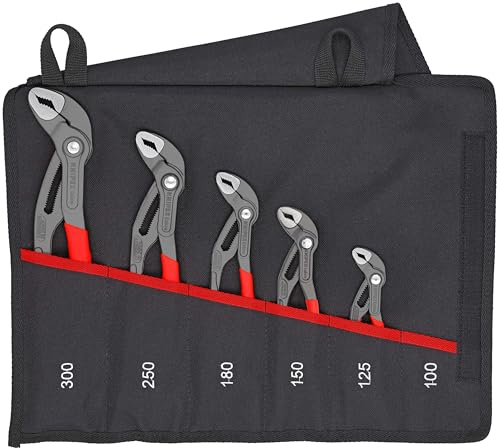 KNIPEX Jeu de pinces KNIPEX Cobra Jeu de pinces multiprises, 5 outils , 125 à 300 mm, trousse haute qualité, set de pinces, 00 19 55 S5