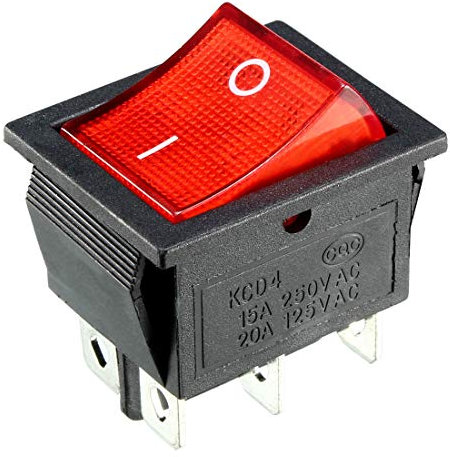 sourcing map 1stk. Rastbar Boot Wippschalter AC 250V/15A 125V/20A 6P I/O 2 Position Rot de