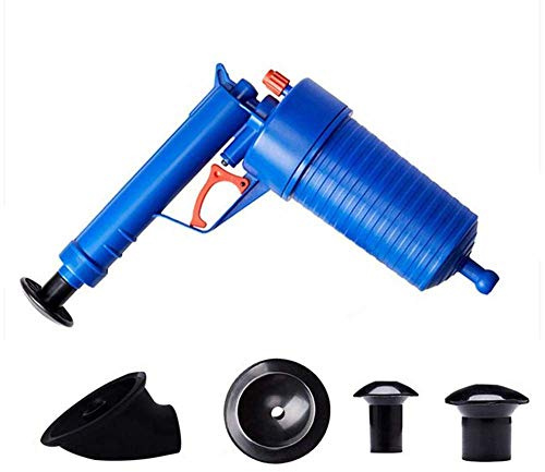 Air Power Drain Gun High Pressure Powerful Manual Sink Plunger Opener Cleaner Pump Drainage Dredge Cleaning Tool with 4 Different Suction Cups Sink & Bathtub Drain Strainers