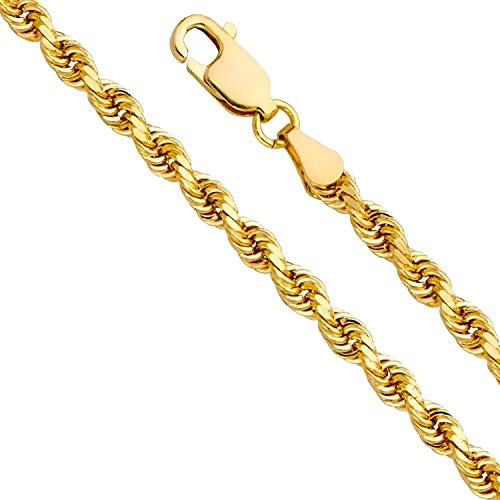 PRINS JEWELS Kordelkette 14 Karat 585 Gold Gelbgold 5.20 mm Breit | Rope kette aus echtem 14 Karat 585 Gelbgold 5.20 mm breit in Italien gefertigt