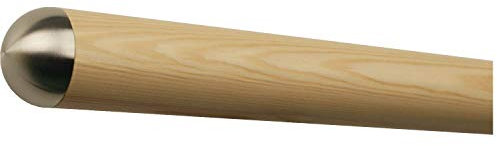 TIBU Kiefer Fichte Tanne Holz Handlauf Geländer 30-500cm Wandhandlauf Wand Treppe mit Edelstahl Enden, Länge 4300 mm / 430 cm / 4,3 m und Enden halbrunde Edelstahlkappe