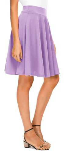 Gonna da Donna Basic Solida, Versatile, Estensibile, Informale, Mini Skater, Lilla, XXL
