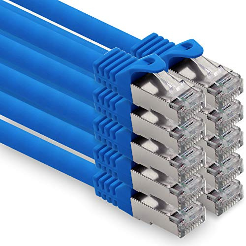 1CONN Cat7 Cat7 nätverkskabel 10 GB/s SFTP - 10x 1m - RJ45 Ethernet LAN DSL modem router - blå