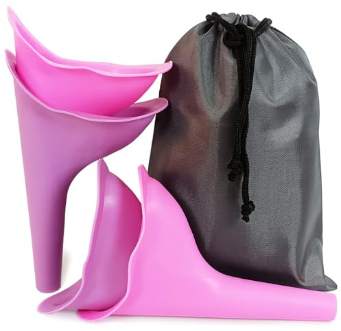 Urinal für Damen, Uriniertrichter für Damen, mit Tragetasche (2 lila + 2 rosa), 4 Stück