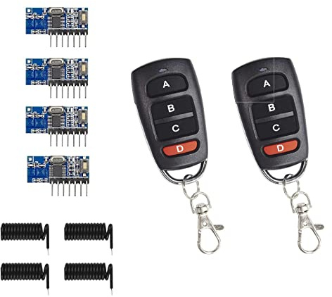 QIACHIP rx480e-4C Módulo Emisor y Receptor RF 433mhz,Inalámbrico RF Módulo Transmisor y Receptor Kit de Enlace de Salida de 4 Canales para Control Remoto para Arduino 3
