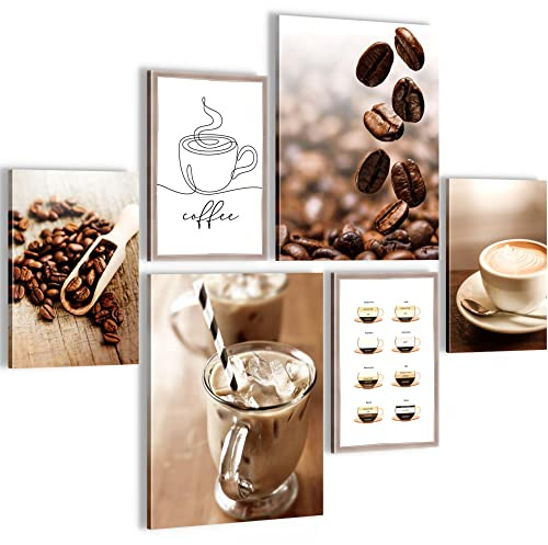 Novart Wandbilder Set Kaffee Küche Coffee - KEIN EXTRA RAHMEN BENÖTIGT - Modern Deko - Esszimmer Küchenbilder N004363a