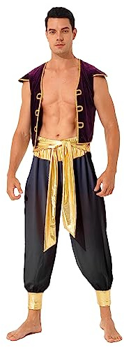 Freebily Herren Araber Prinz Kostüm Flaschengeist Dschinn Kostüm Fasching Nachtclub Mottoparty Rollenspiele Verkleidung für Erwachsene