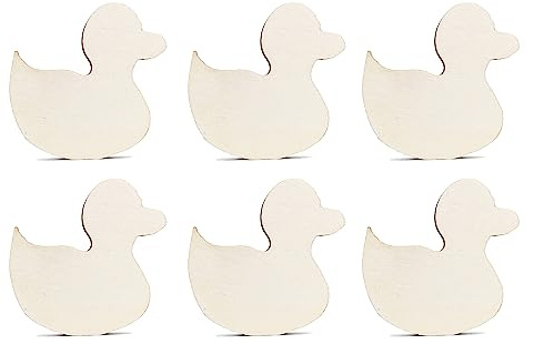 10pcs Wooden Craft Shape Unfinished Duck Cutouts Blank DIY Slices 4mm Plywood Pieces Art Ornament Decoration (10cm)